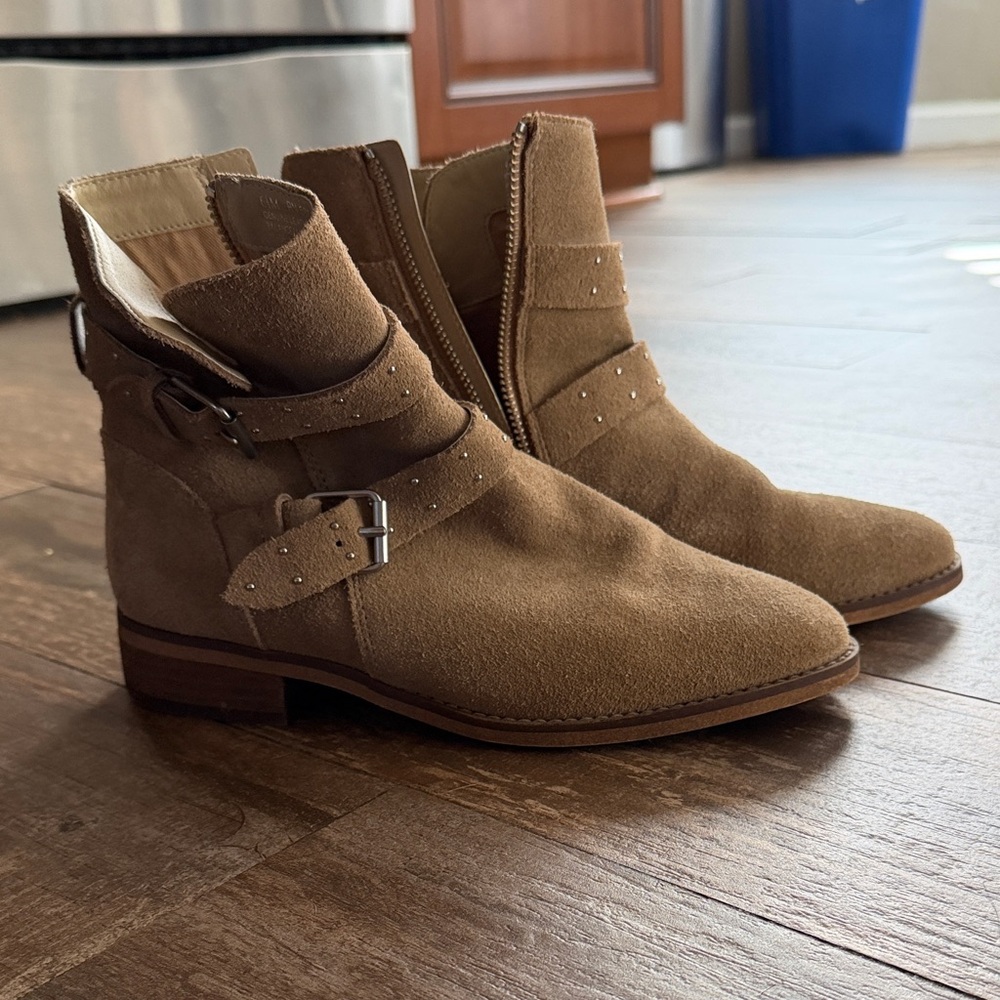 Brown Suede Ankle Boots with Buckles